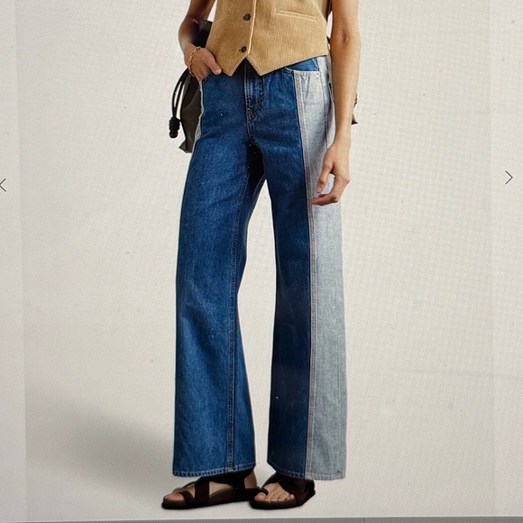 NWT - Veronica Beard Two Tone Taylor High-Rise Wide-Leg Jeans - Picture 4 of 4